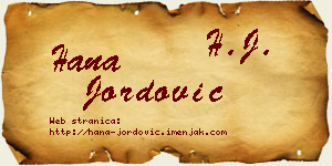 Hana Jordović vizit kartica